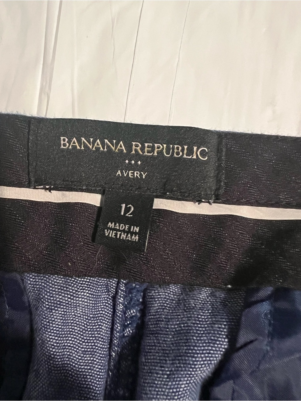 Banana Republic Avery Tie Waist Pants Chambray Cotton 12 Coastal Grandmother - Picture 3 of 8